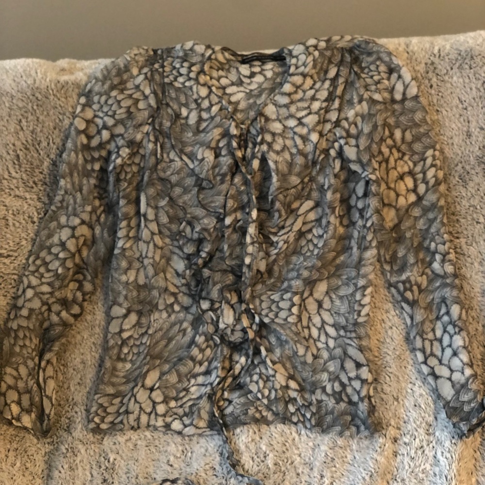 Antik Batik sheer blouse, gray, medium/ 40